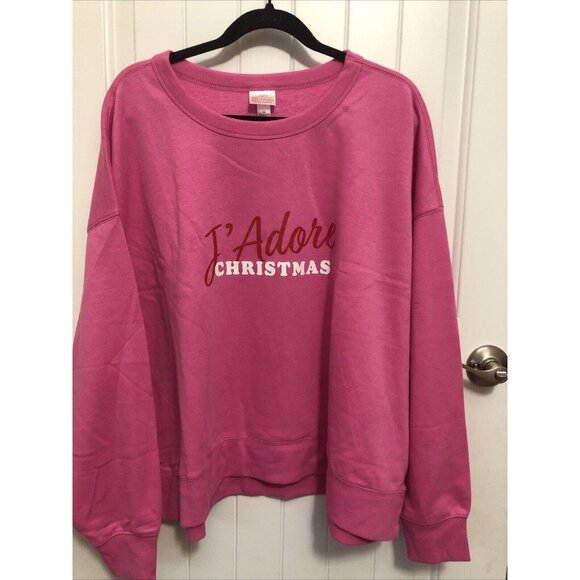 Wondershop Women CHRISTMAS SWEATSHIRT 3X  Pink I Adore Christmas NWT - Picture 1 of 5